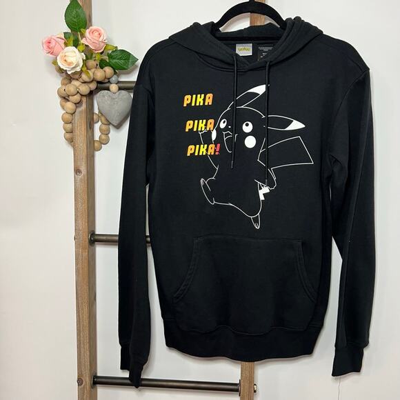 Pokemon Mens Long Sleeve Black Sweatshirt Hoodie Size Small - Picture 1 of 6